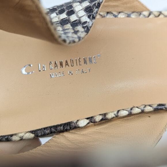 NWOT La Canadienne Womens Shoes Snakeskin Ankle Strap Block Heel Sandals Size 7 - Picture 9 of 10
